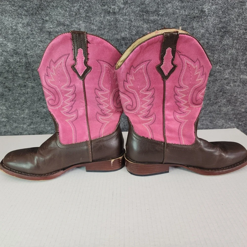 Roper Boots Kids Girls Size‎ 3 Brown Pink Faux Leather Cowboy Western